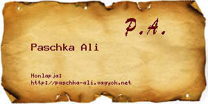Paschka Ali névjegykártya
